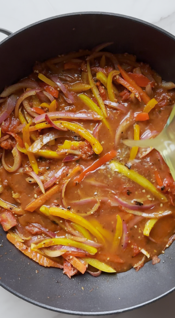 chicken broth in chicken fajita pasta